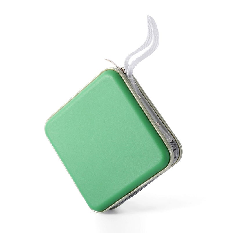 Home Wing Hard Plastic CD/DVD Binder, Portable Storage wallet 30-capacity, Green - Image 1